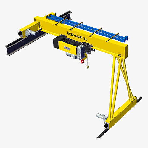 Single Girder Semi Gantry Crane - Color: Multicolor Paint Coated