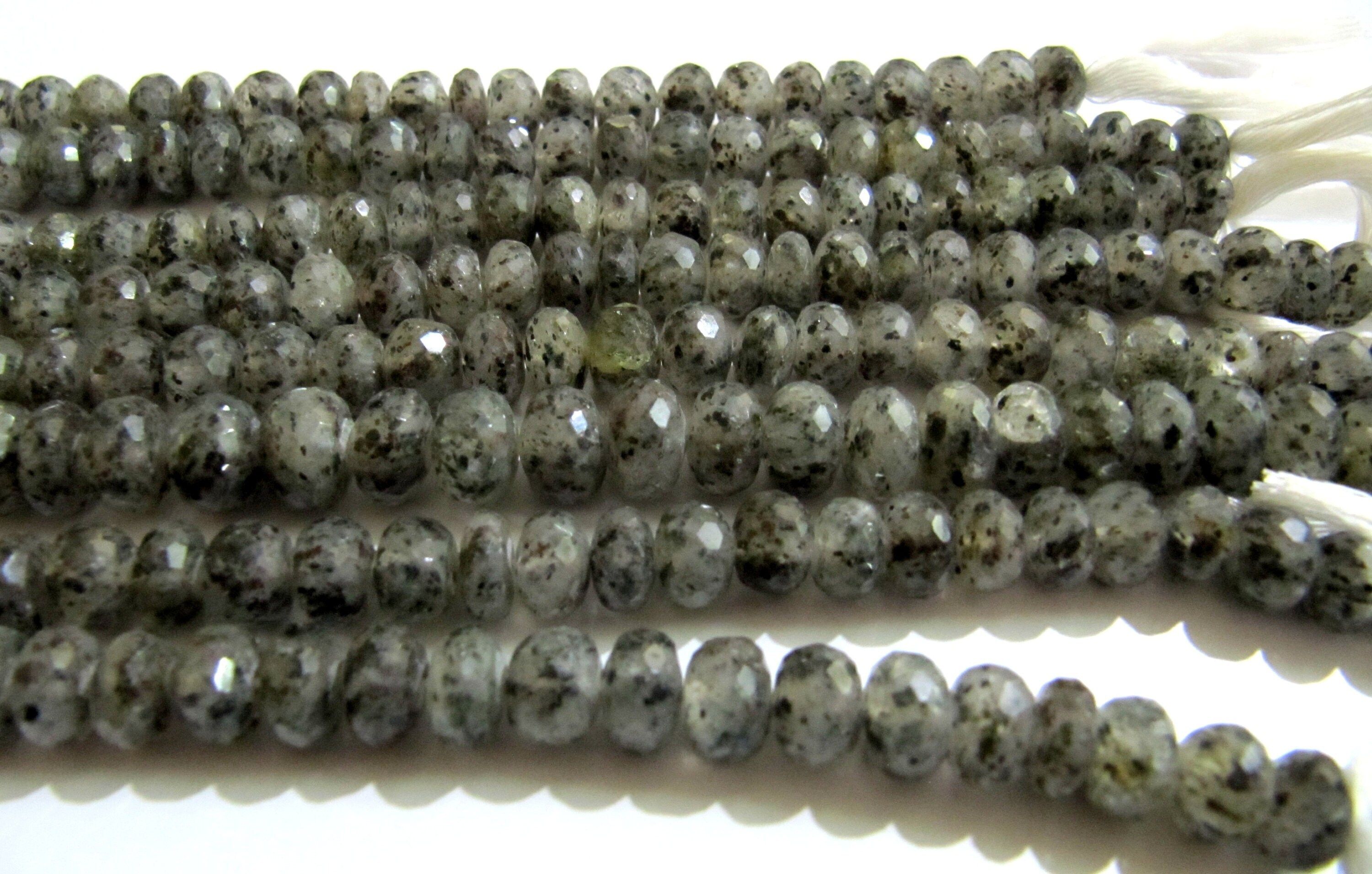 Natural Black Rutile Quartz Rondelle Faceted 7 to 10mm beads Strand 10''