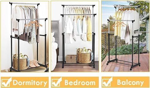 double pole cloth rack