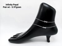 New Design Sunbera Silver 92.5 Infinity Anklets (Payal)