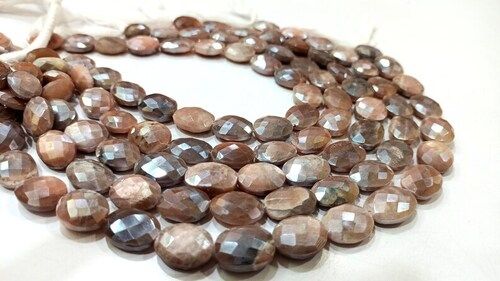 Natural Chocolate Moonstone Oval Shape Faceted 7x10 to 8x12mm Strand 10''