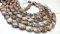 Natural Chocolate Moonstone Oval Shape Faceted 7x10 to 8x12mm Strand 10''