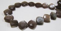 Natural Chocolate Moonstone Cushion Shape 11-12mm Faceted beads strand 8''