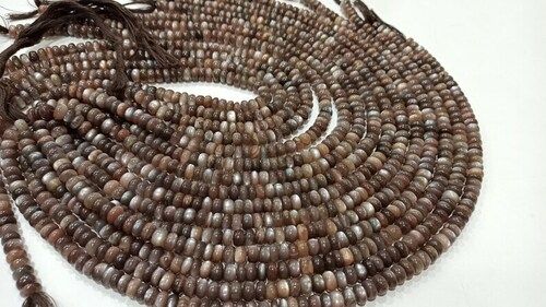 Natural Chocolate Moonstone Plain Rondelle 8mm to 10mm Beads 8 inch long