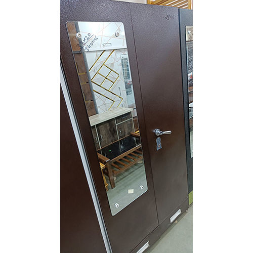 Double Door Steel Wardrobe With Lock - Color: Dark Brown