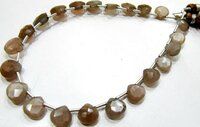 Natural Chocolate Moonstone heart Shape Faceted 8mm beads strand 8 inch long