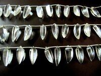 Natural Rock Crystal banana Shape  8X25mm Beads Strand 8 inches long