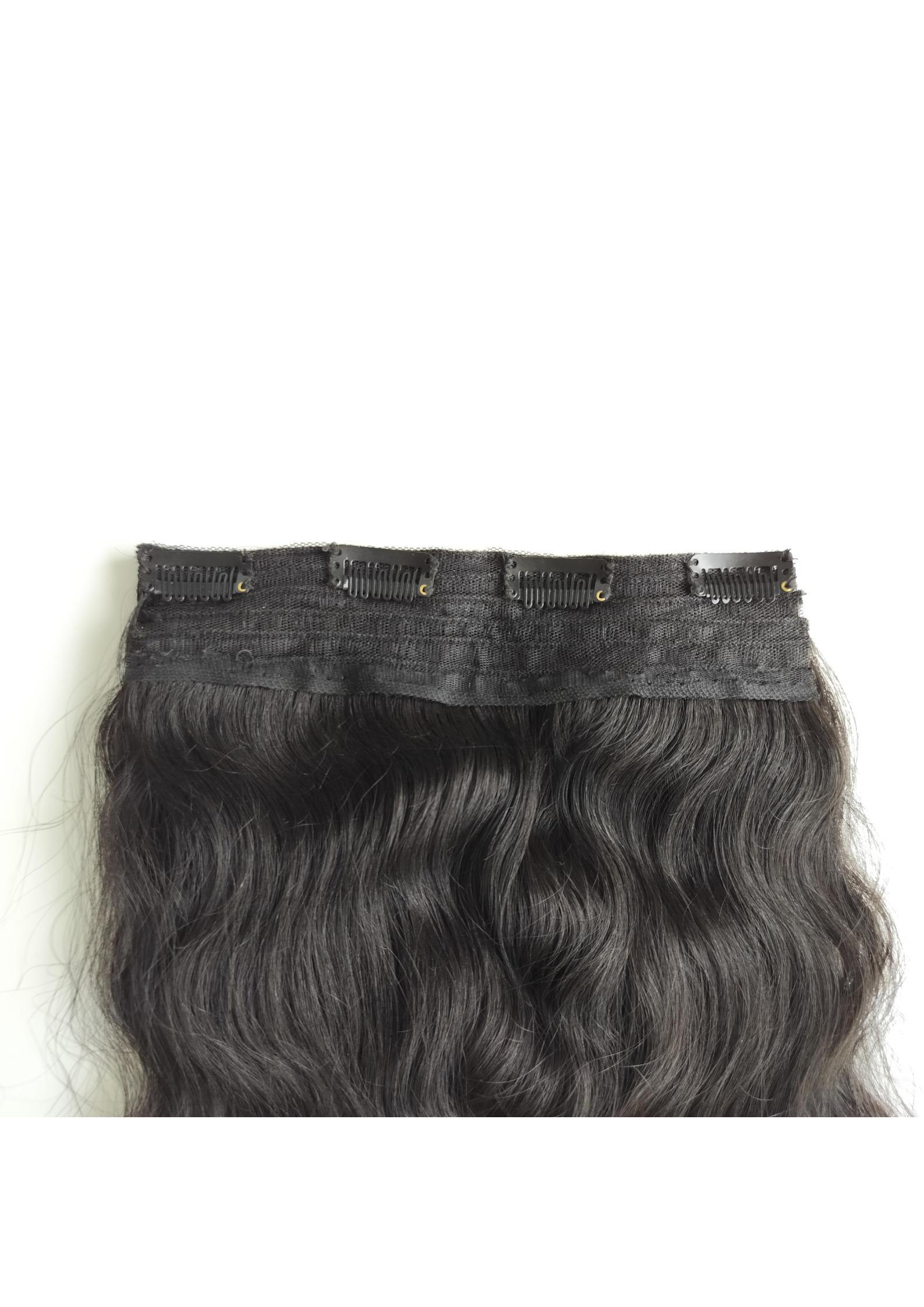 Black Raw Unprocessed Natural Wavy Human Hair Volumizer Clip in Extensions