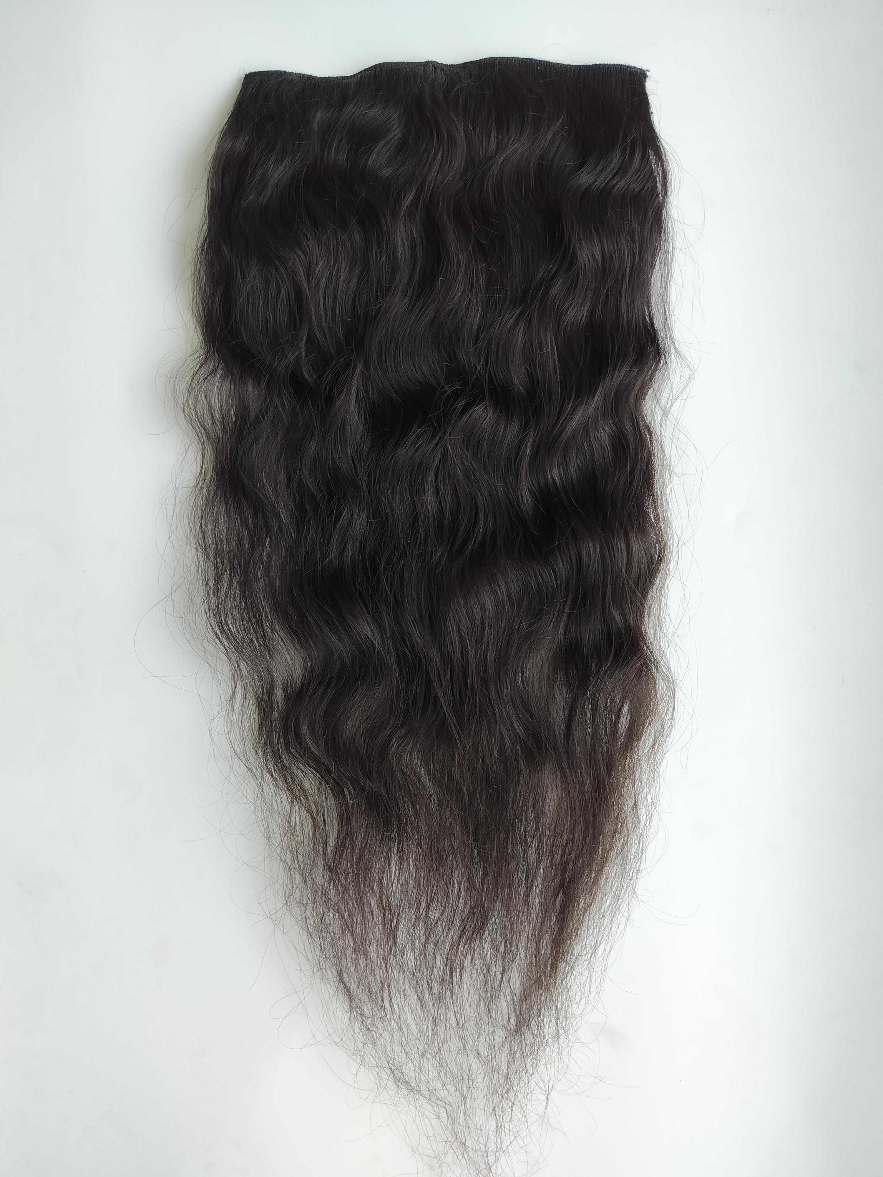 Black Raw Unprocessed Natural Wavy Human Hair Volumizer Clip in Extensions