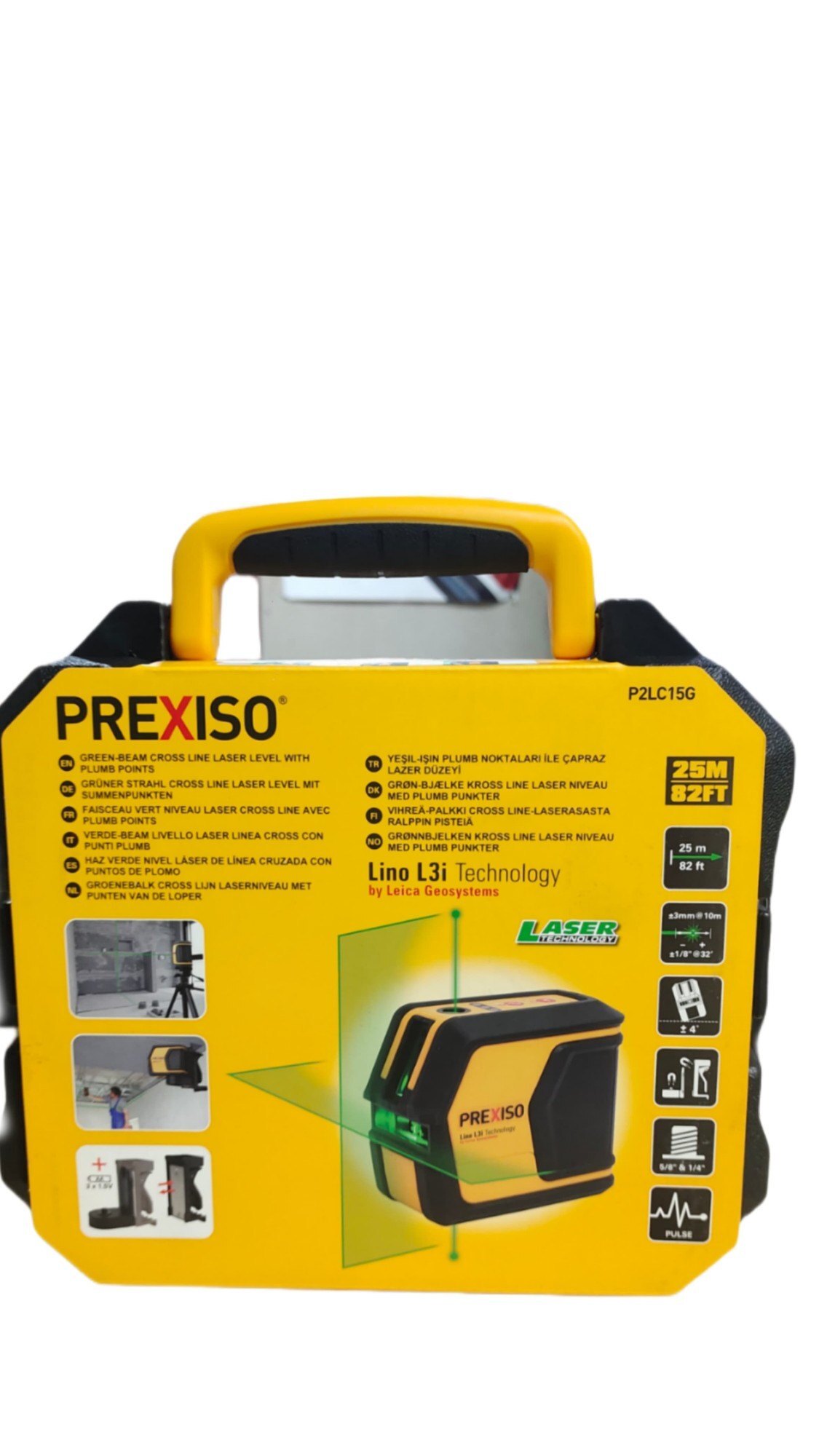 PREXISO GREEN-BEAM CROSS LINE LASER LEVEL WITH PLUMB POINTS