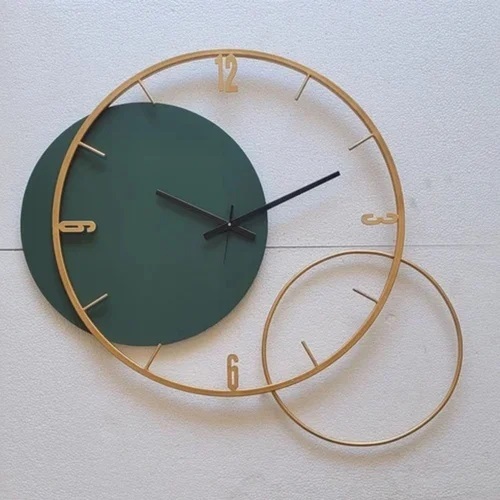 Iron Double Round Ring Large Wall Clock For Home Wall And Office Wall And Restaurant Wall Elegant Look Premium Quality Black And Gold Finish