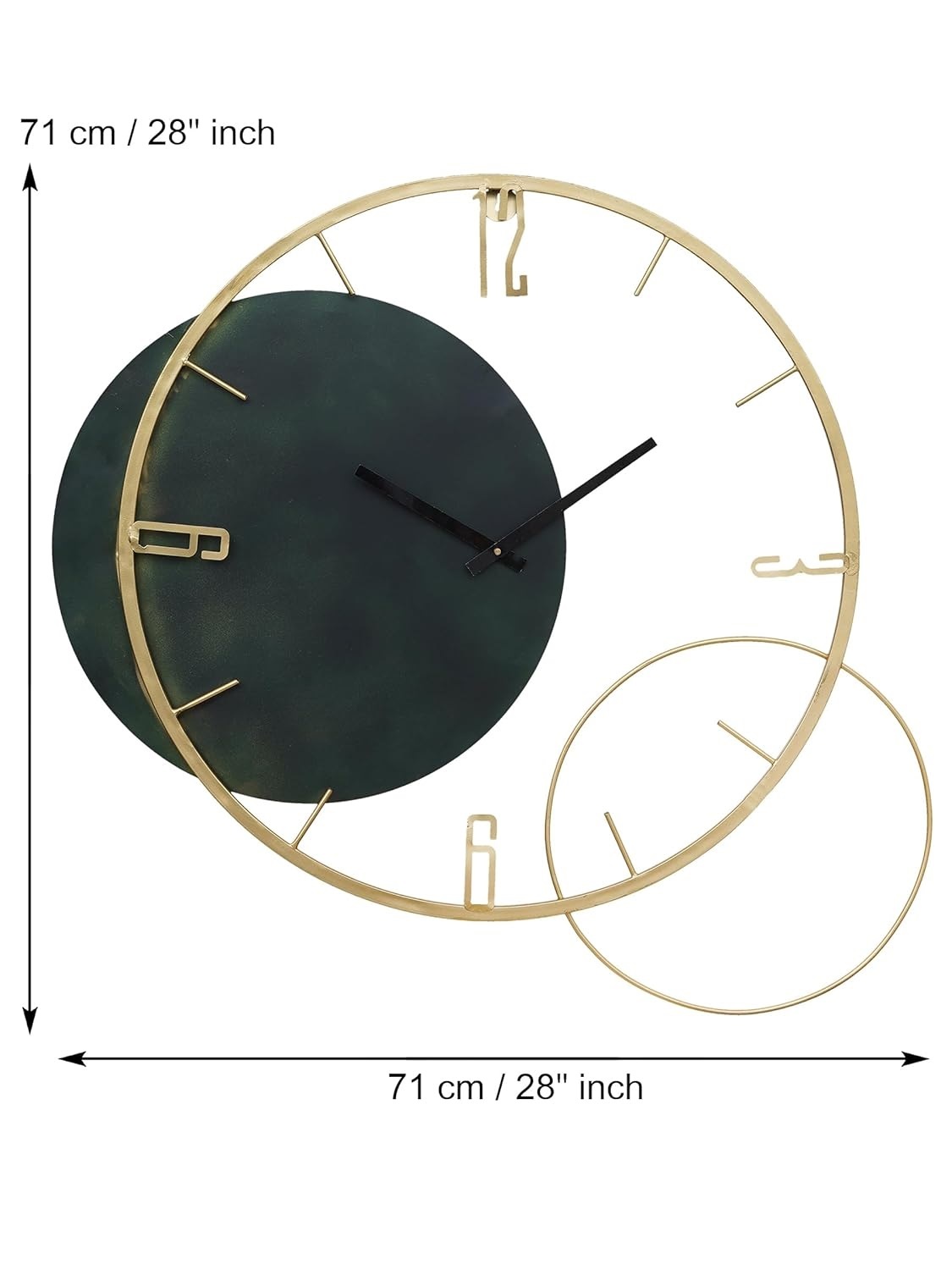 Iron Double Round Ring Large Wall Clock For Home Wall And Office Wall And Restaurant Wall Elegant Look Premium Quality Black And Gold Finish