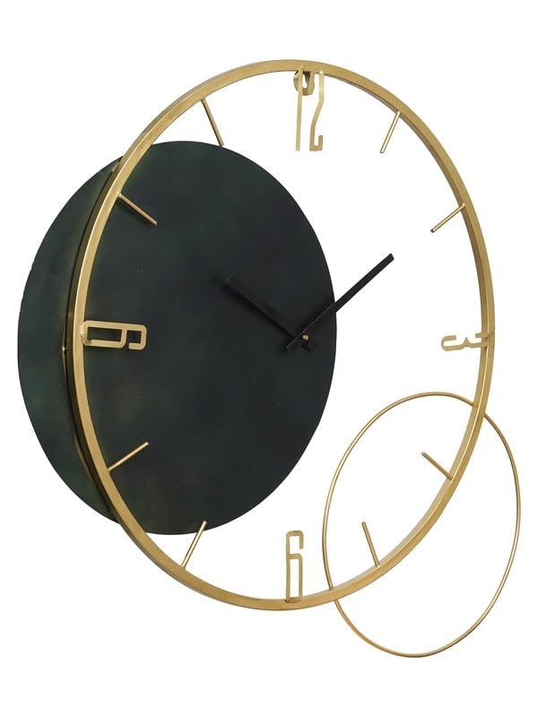 Iron Double Round Ring Large Wall Clock For Home Wall And Office Wall And Restaurant Wall Elegant Look Premium Quality Black And Gold Finish