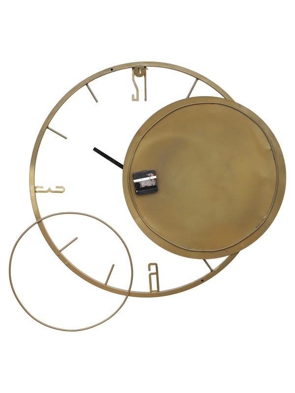 Iron Double Round Ring Large Wall Clock For Home Wall And Office Wall And Restaurant Wall Elegant Look Premium Quality Black And Gold Finish
