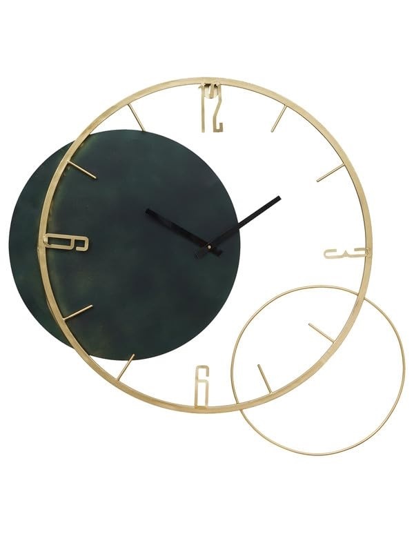 Iron Double Round Ring Large Wall Clock For Home Wall And Office Wall And Restaurant Wall Elegant Look Premium Quality Black And Gold Finish