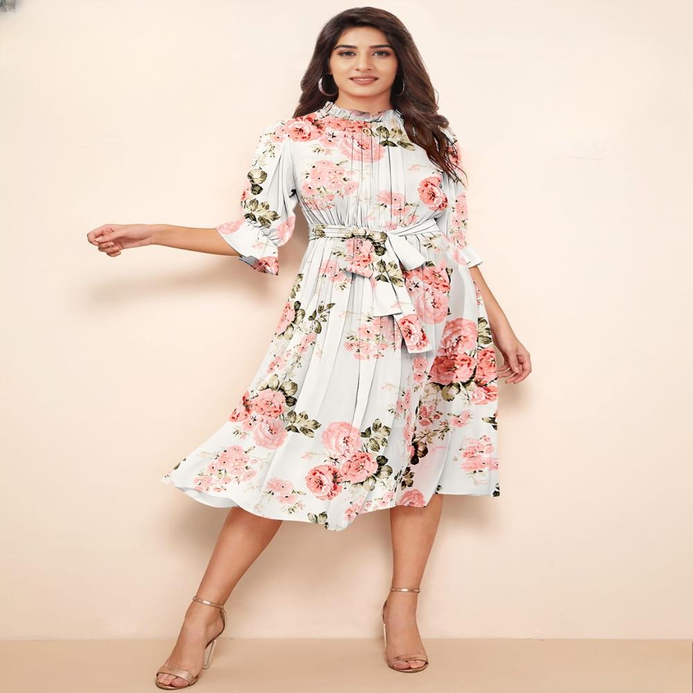 Ladies FlowerPrinted One-Piece Dress