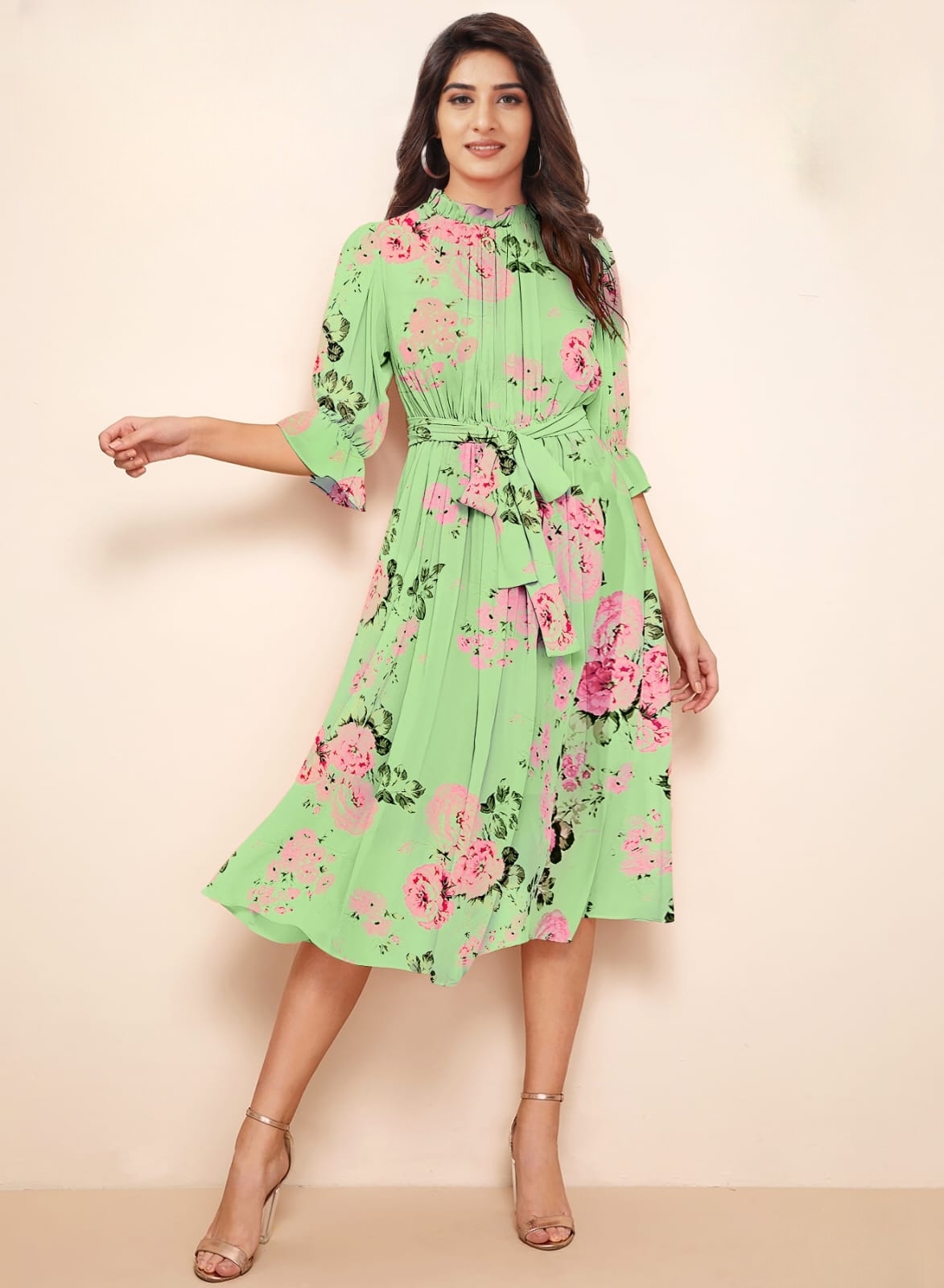 Ladies FlowerPrinted One-Piece Dress