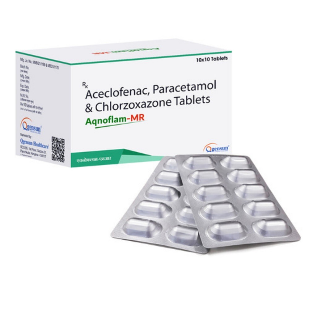 Aceclofenac Paracetamol And Chlorzoxazone Tablets - 100mg Aceclofenac, 325mg Paracetamol, 250mg Chlorzoxazone | Suitable for Moderate to Severe Pain Relief, Muscle Relaxant
