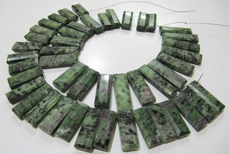 Natural Ruby Zoisite Baguette Shape Beads 15 to20mm Beads 8 Inches long