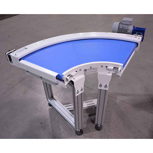 Curved Cleated Belt Pu Rubber Conveyors With Spiral Roller - Color: Silver