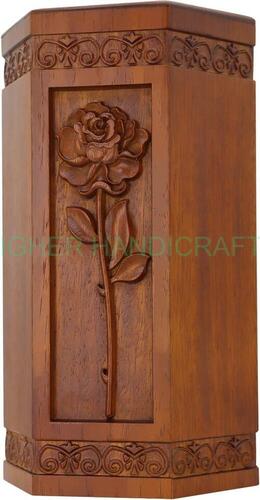Wooden Cremation Urn for Ashes - Rose Carved Wood Funeral Urns for Adults Ashes
