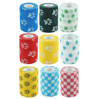 A-tape Self Adhesive Cohesive Crepe Bandage - Cotton Blend 3 Inch X 450 Cm , Multicolor Design For Easy Application On Humans And Pets