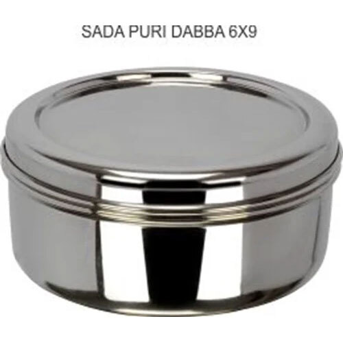 Round Stainless Steel Sada Puri Dabba