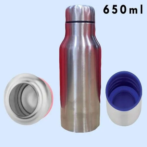 650Ml Stainless Steel Alpha Slim Water Bottle - Color: Silver