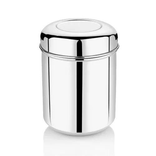 Stainless Steel Round Canister-Dabba - Color: Silver