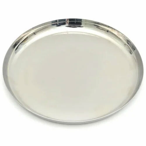 Round Stainless Steel Dinner Plate - Color: Silver