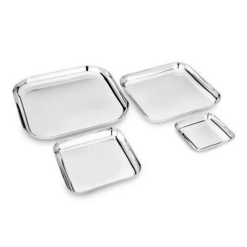 Stainless Steel Serving Plates - Color: Silver