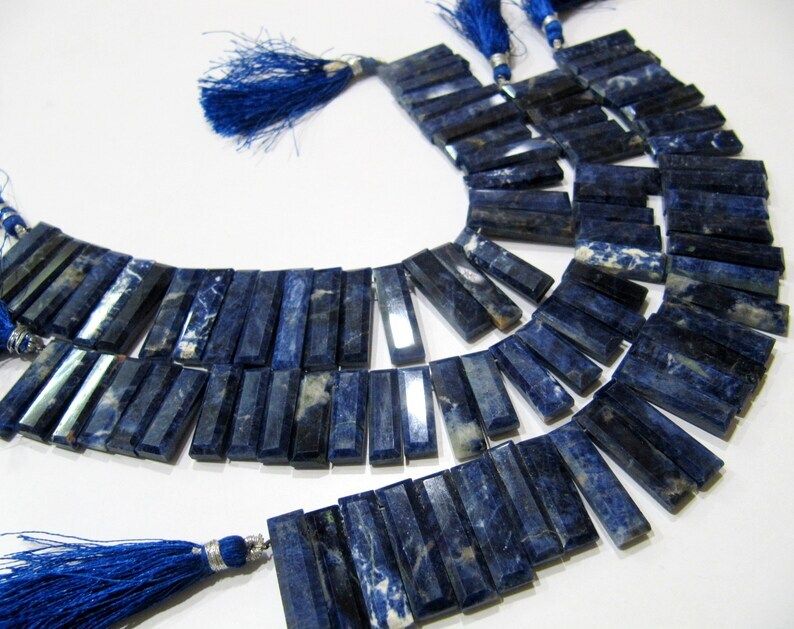 Natural Sodalite Baguette Shape 15-20mm Beads strand 8 Inch long