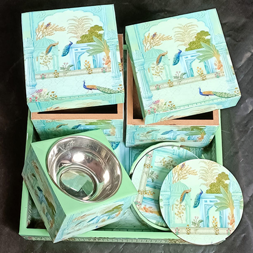 Multicolor Printed Enamel 12 टुकड़ा Platter Set