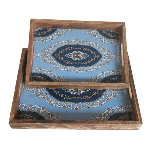 Serving Tray 2 Piece Set - Color: Multicolor