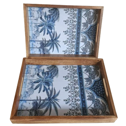 Mango Wood Serving Tray 2 Piece Set