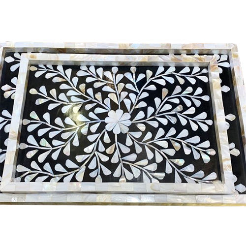 White Mother Of Pearl Bakhoor Tray Set - Size: As Per Required