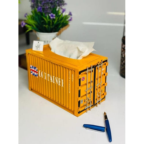 Wooden Tissue Box - Color: Yellow