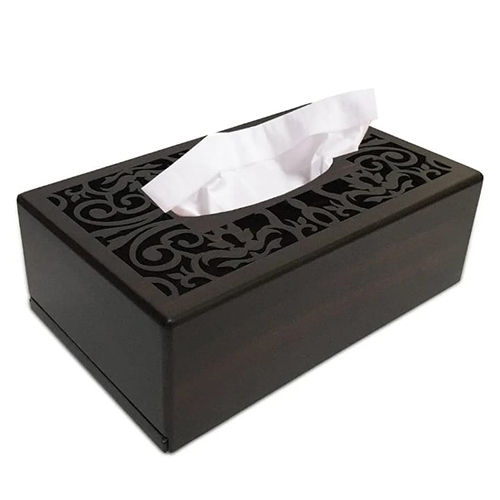 Oakland Wood Laser Cut Tissue Holder - Color: Dark Brown