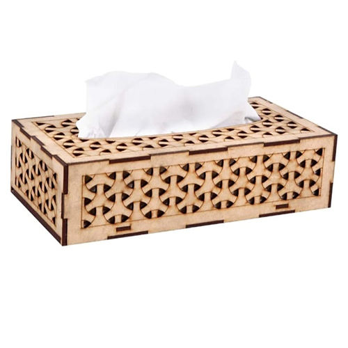 Oakland Wood Laser Cut Tissue Holder - Color: Brown