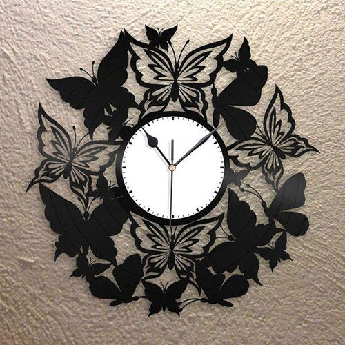 Decorative Shape Wall Clock - Color: Black