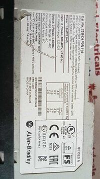 ALLEN BRADLEY 25B-D4P0N114 1.5kw/2.0HP 3 PHASE 380-480V (S/N:5BD4P0N1W15220409) DRIVE