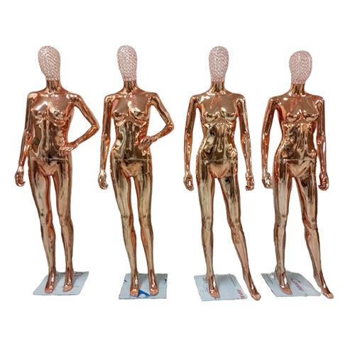 Rose Gold Chrome Female Mannequin With Chrome Crystal Beaded Head - Age Group: Adults