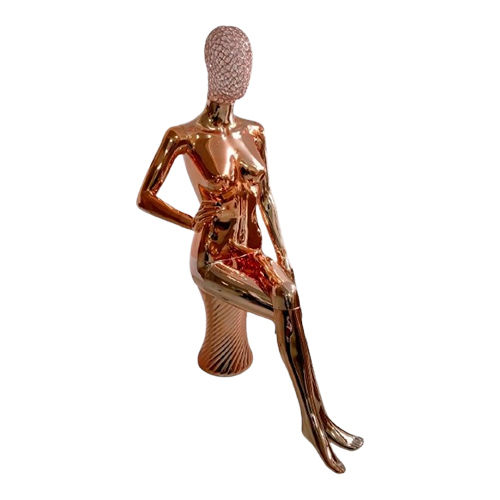 Rose Gold Chrome Female Sitting Mannequin - Age Group: Adults