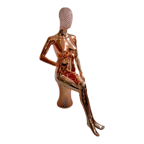 Rose Gold Chrome Female Sitting Mannequin