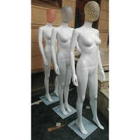 White Glossy Female Mannequins With Chrome Head And Crystal Beads