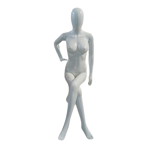 White Glossy Female Sitting Mannequin