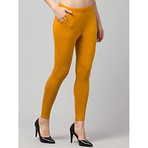 Women Lycra Leggings with Pockets Color-Mustard