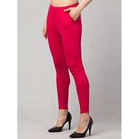 Women Lycra Leggings with Pockets Color-Pink