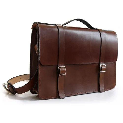 Customized Leather Office Bag - Color: Brown