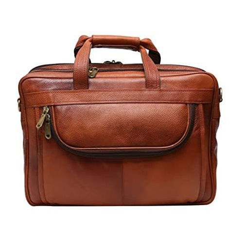 Leather Laptop Bag - High-Quality Leather, Unisex Design, Elegant Brown Color | Zipper Closure, Stylish and Durable for Everyday Use